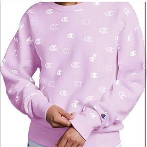 Womens Champion Reverse Weave Lilac Lavender Purple Crewneck Sweatshirt Size M